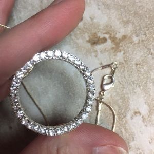 New cubic zirconia 1.25” circle pendant necklace